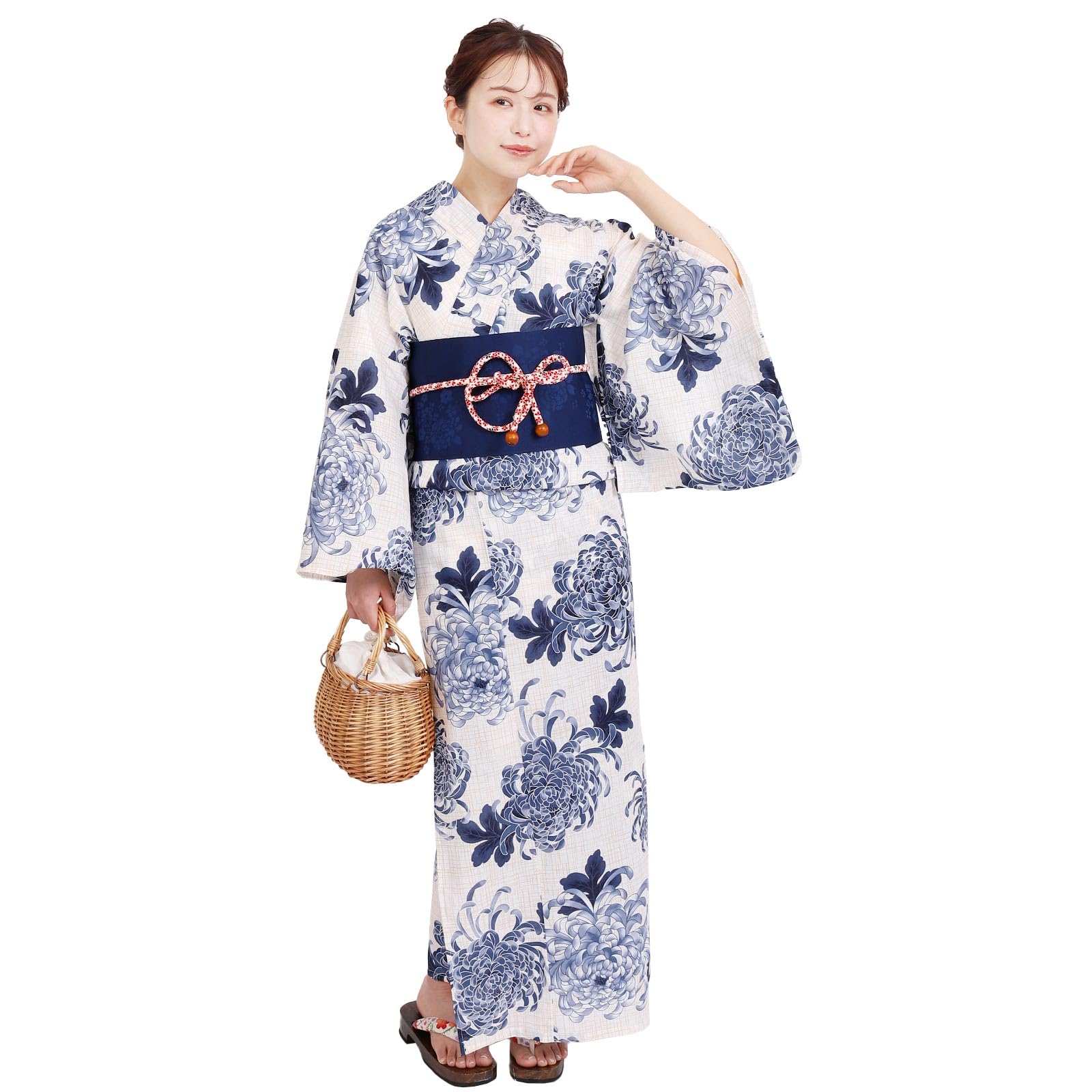 

Fuuka Yukata Obi Set for Free Cream in X141707 [Fuuka] Pre-tied One-touch 2-piece Women, Size, Ran-giku, Blue, (One-touch Pre-tied Obi/Made