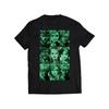 Neutral Casual Pattern Tshirt (Green Abstract Portrait) Black Short Sleeved Round Neck Urban Style Art Printed Tshirt