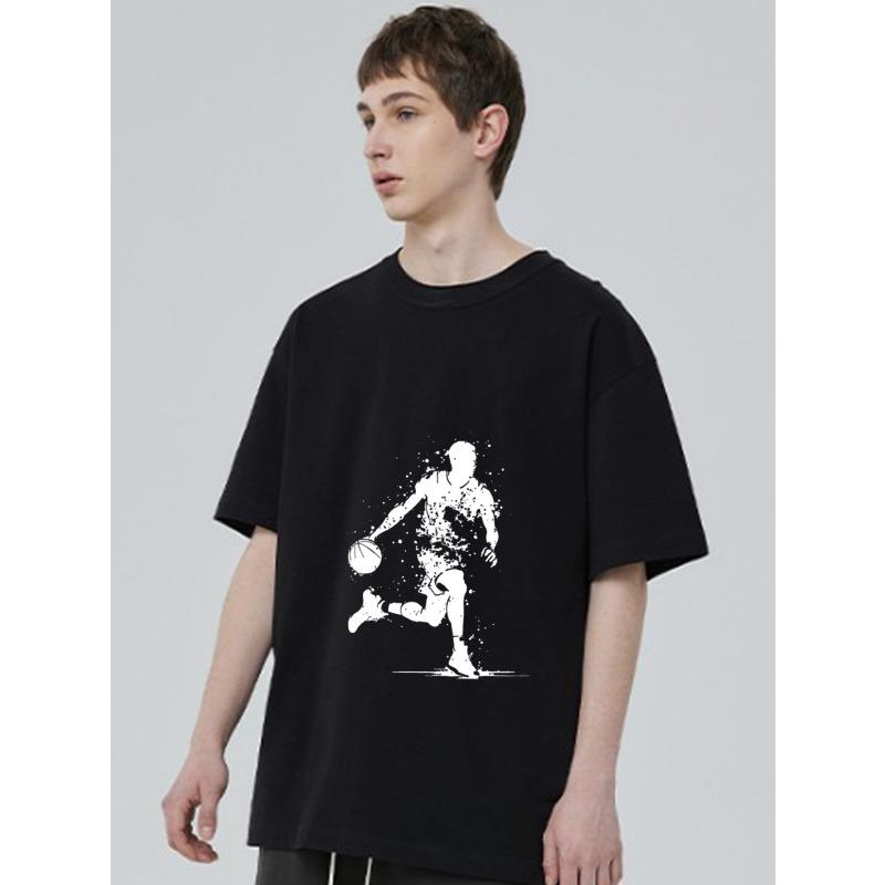 Black T-Shirt with Basketball Player Graphic Print for Casual Wear