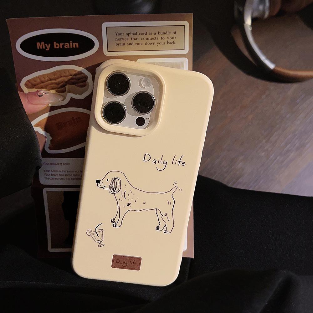 Artistic Minimalist Line Puppy Case for iPhone 16 iPhone 16 Pro Max