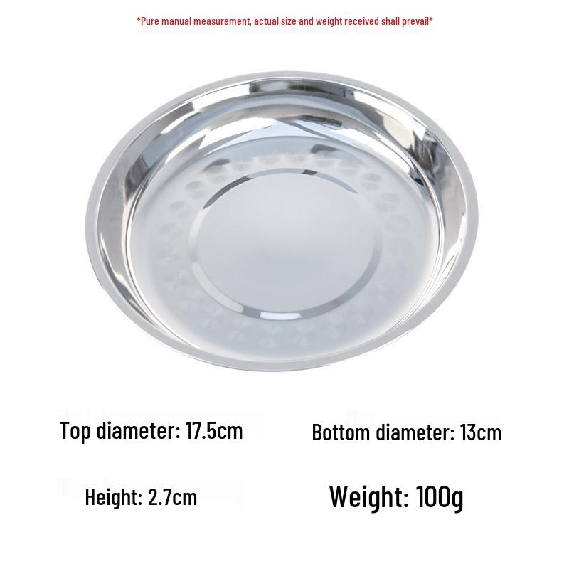Food-Grade Stainless Steel Multi-Purpose Plate: Ideal for Soup, Dinner, Fruit, Steaming, and Household Use.