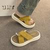 Thick-bottomed Cool Slippers Women's Outer Wear 2025 Summer New Fashion Roman Pearl Muffin Fairy Style Slippers Female Tide