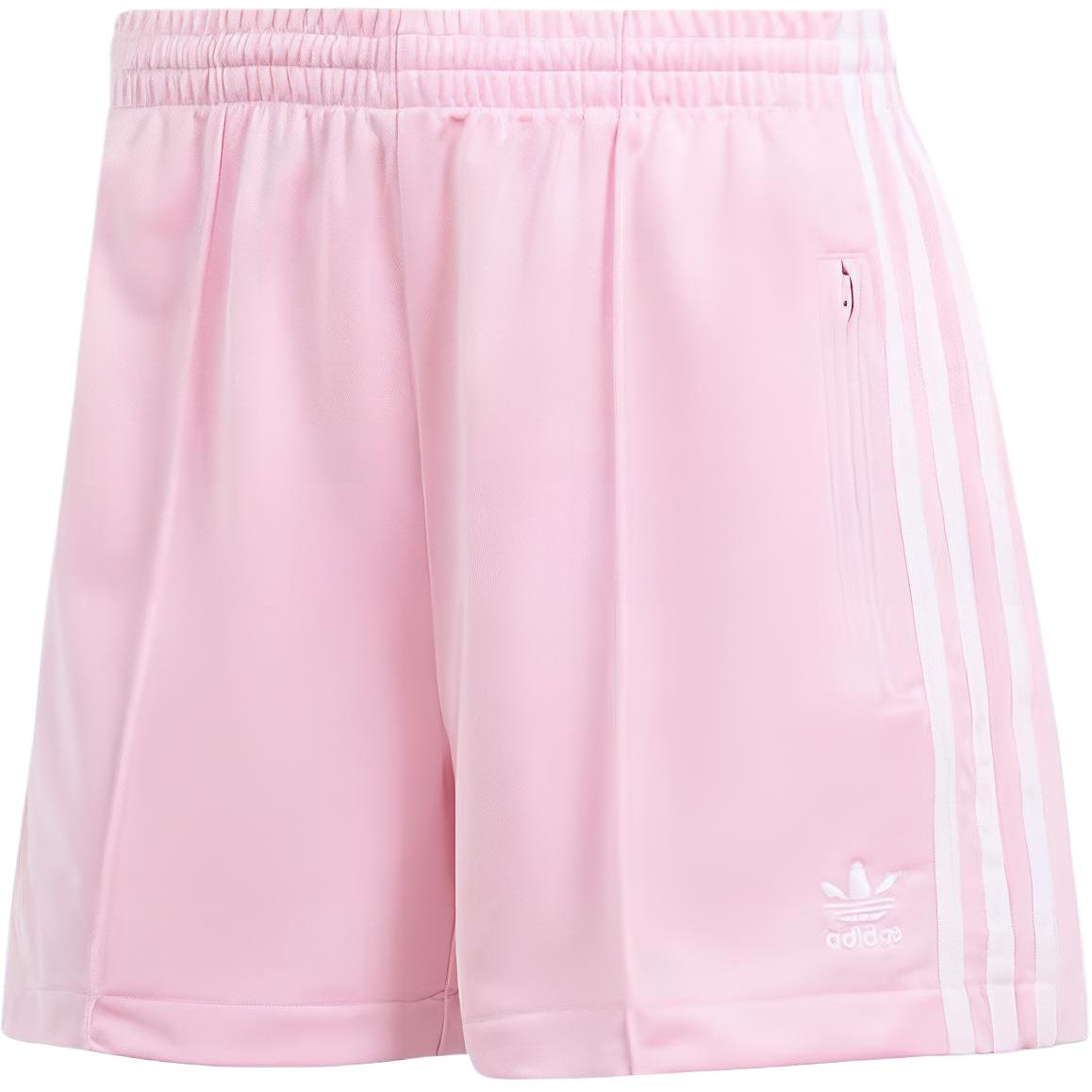 

Adidas Originals Elastic Striped Logo Embroidery Casual Shorts Women Bottoms True-Pink IN6284 S