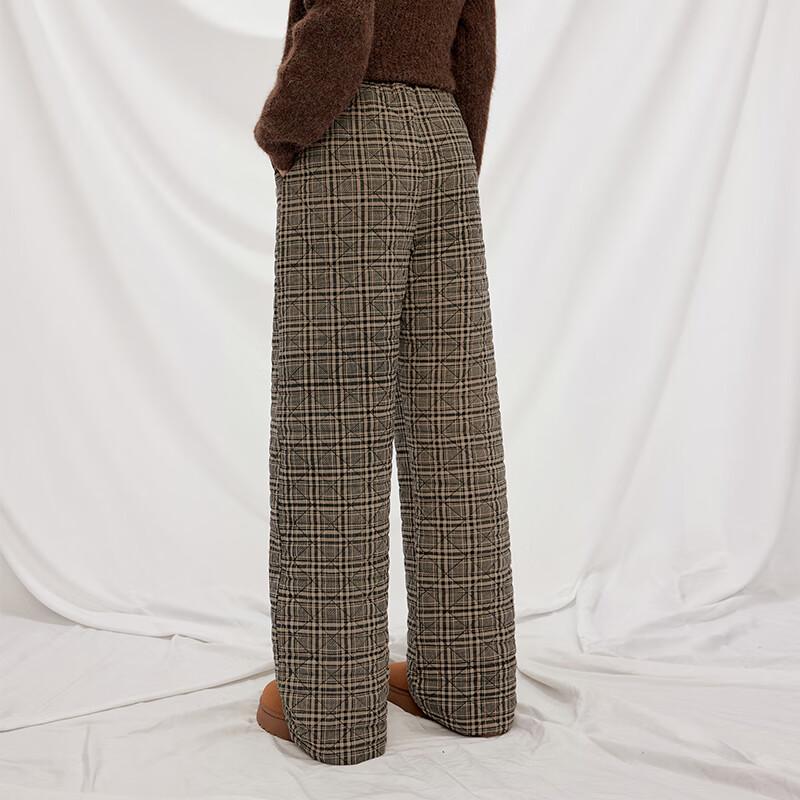UNIFREE Plaid Thickened Loose Straight Wide-Leg Casual Pants
