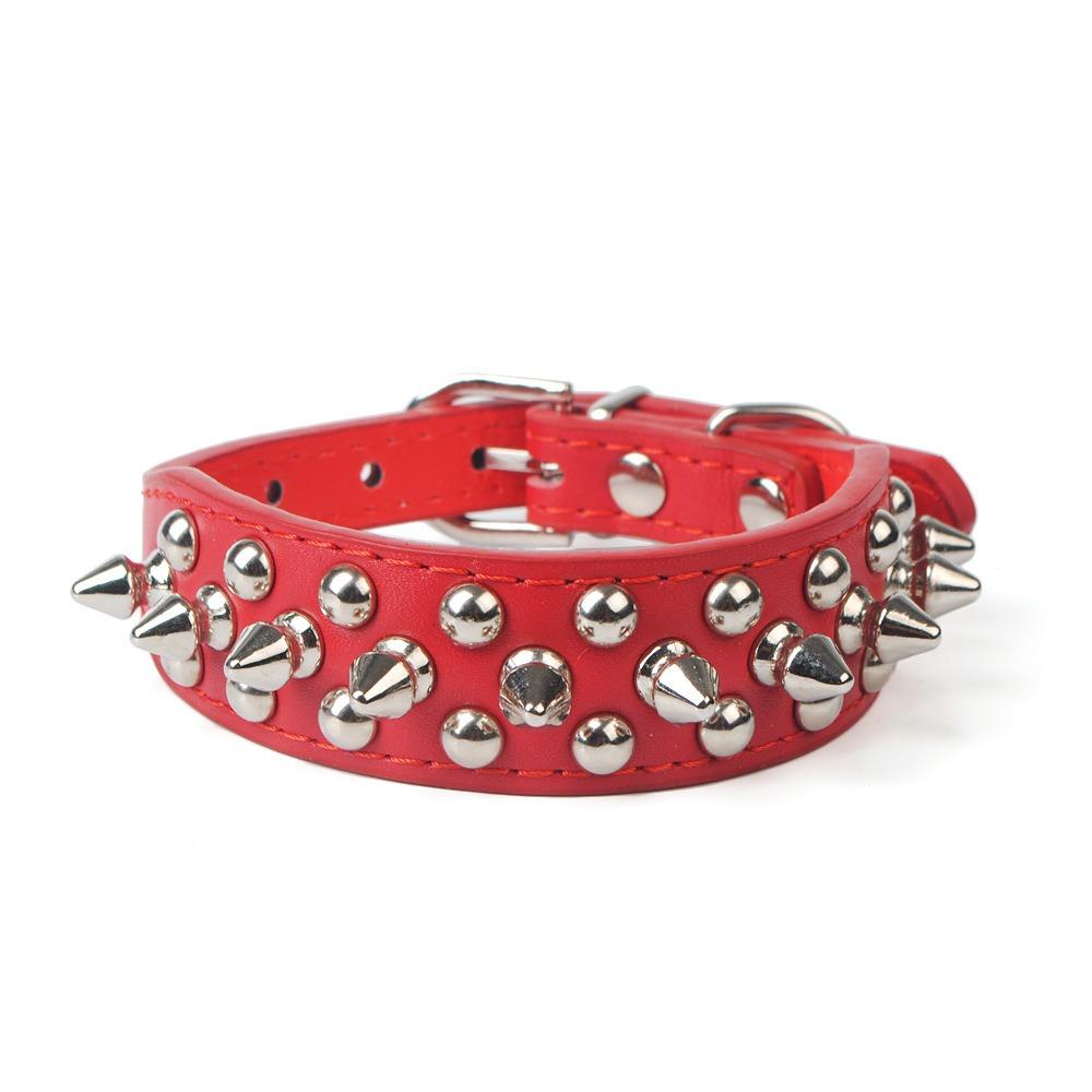 Padded Design Pet Dog Collar Anti-Bite Spiked Studded Pet Collar For Medium Large Dogs S красный