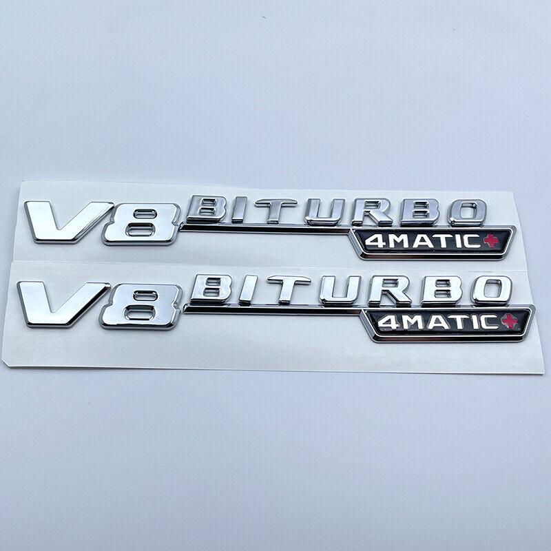 knbfq10 V8 BiTurbo 4Matic+ Plus Gloss Black Red Emblem Fender Badge For Mercedes W205 E63S W212 W213 S63 W222 GLC63 GLE63 GLS63 серебряный