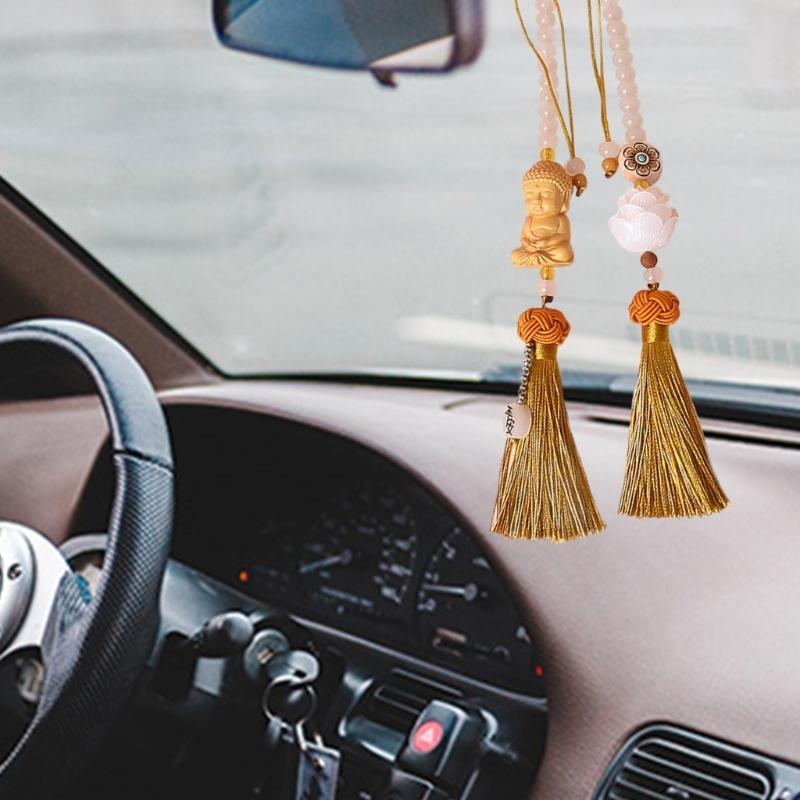 Buddhas Pendant Car Hanging Ornament with Lanyard Good Luck Rear View Mirrors Hanging Ornament