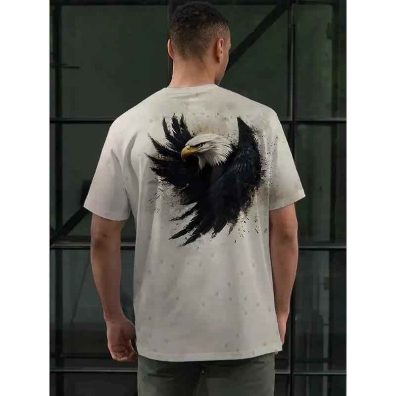 Retro T-Shirt für Herren Adler 3D-Druck Kurzarm T-Shirts Sommer Lässig Schnelltrocknend Locker Übergröße T-Shirt