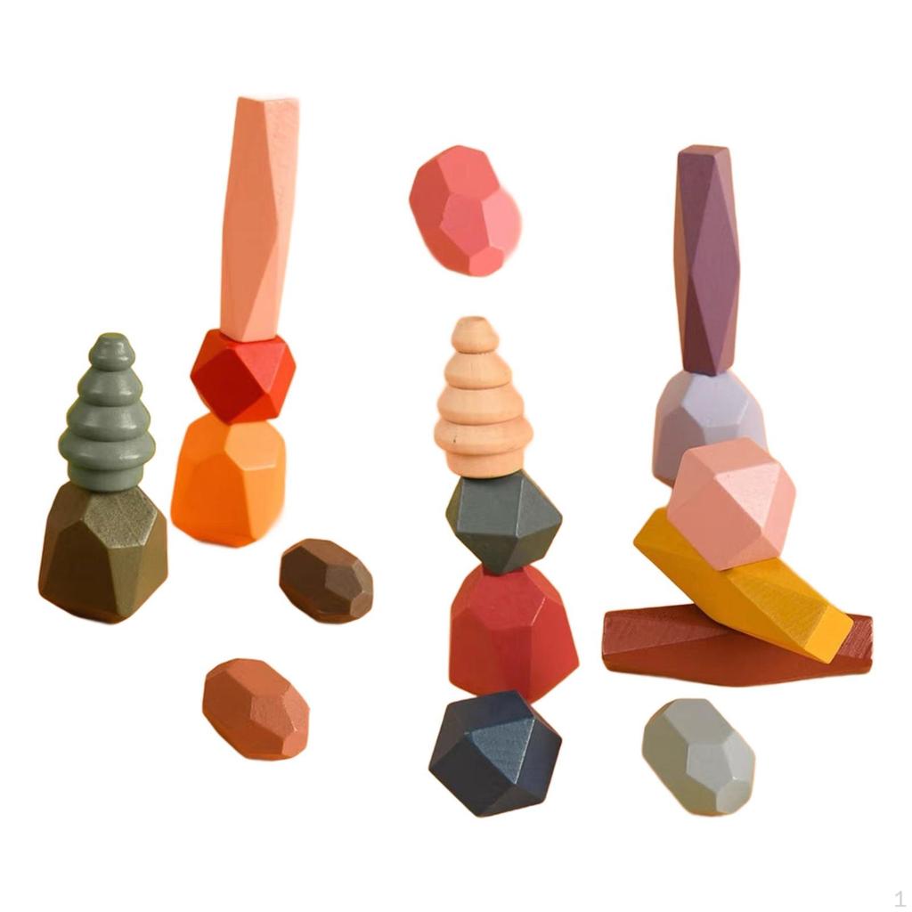 Sortare din lemn Stânci de stivuire Blocuri de construcție colorate Abilitate motrică fină Jucării Montessori