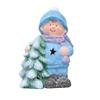 Lighted Ceramic Christmas Figurine Cute Light Up Boy Girl Tree Snowman Statue for Holiday Winter Indoor Mantel Tabletop Fireplace Decor