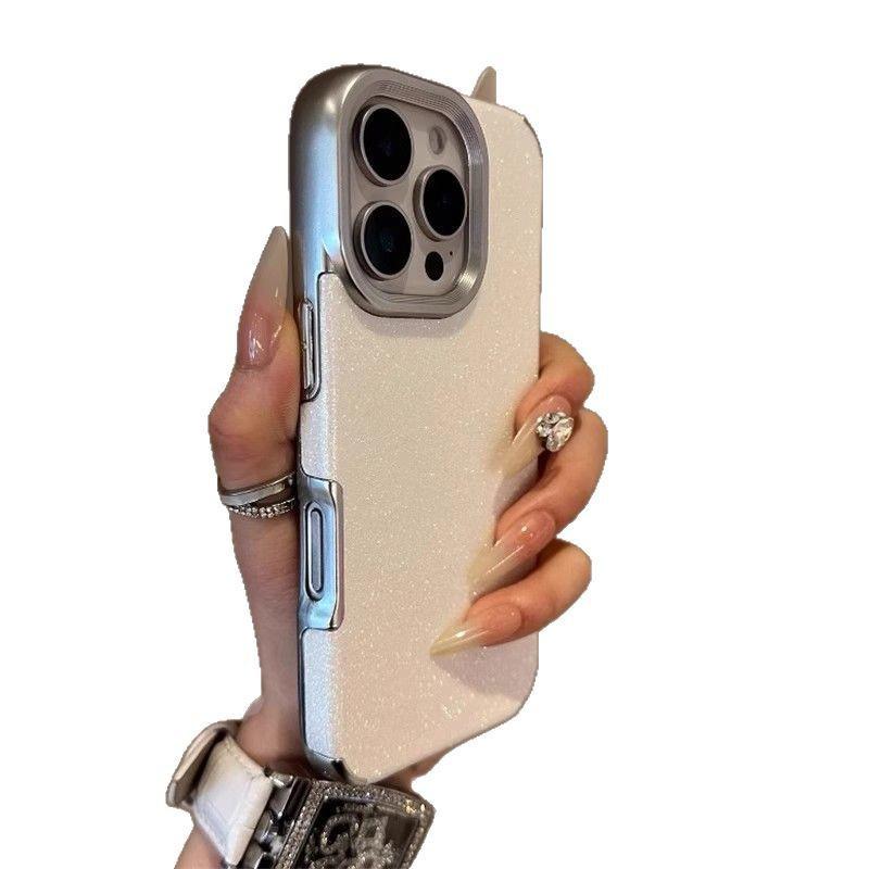 Glitter Electroplated Solid Color Case for iPhone 14, 13, 16 Pro Max, and 15 PM