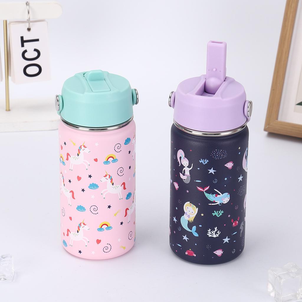 Cute Animal Cartoon Student Kids Space Cup, Stainless Steel Insulated Mug with Straw, Outdoor Portable Travel Bottle, 1Pc