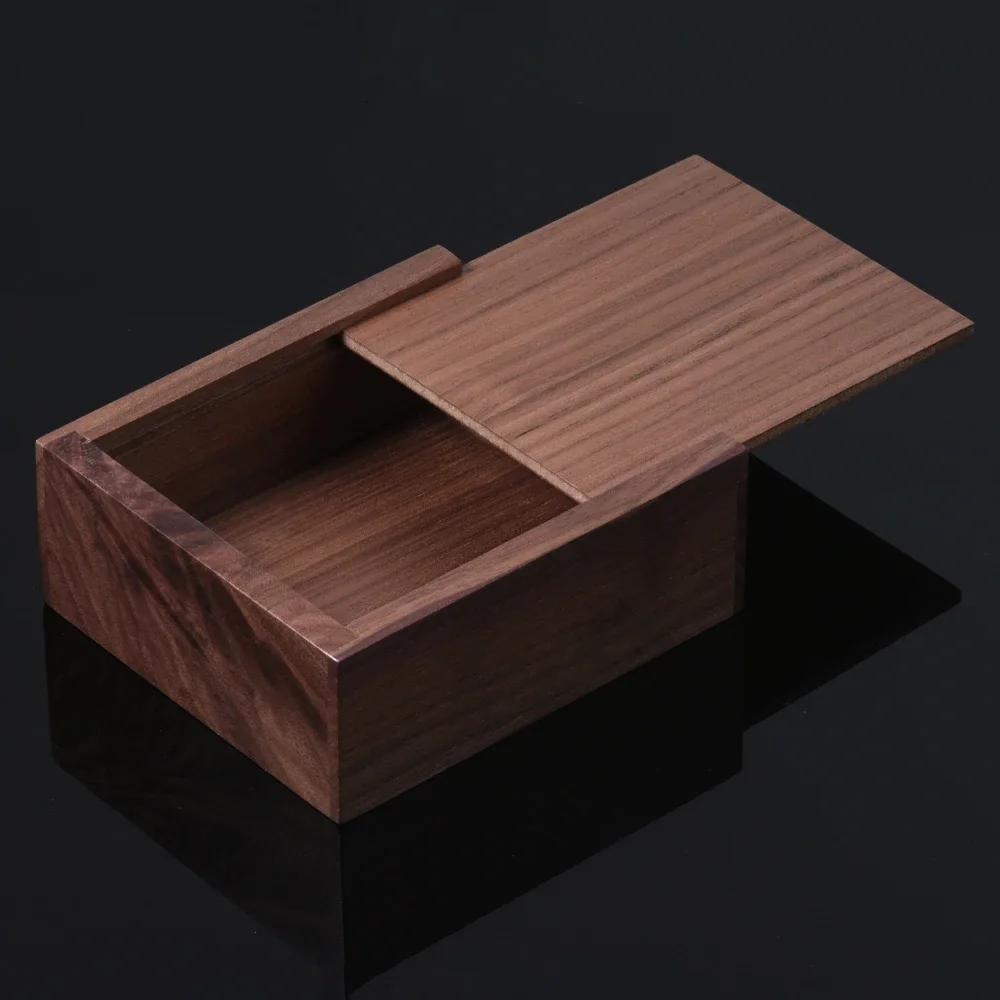 1Pcs Walnut Square Wooden Unfinished Storage Box for Necklace Jewelry Ring Or USB Organizer Natural Wood Decor Box Case Gift