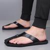 Herren Schwarz Leder Pantoffeln Einfache Flache Sommer Weiße Flip-Flops Outdoor Sandalen Braun Offene Zehen Strand Schuhe Übergröße