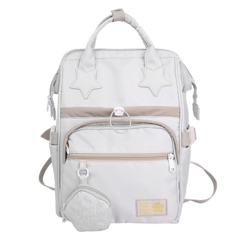 

Милый дизайн со вставками, студенческий рюкзак с кошельком для монет для повседневного использования GrayBlue