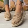 Fashion 2025 Summer New Fur Woven Platform Baotou Hollow Sandals for Women