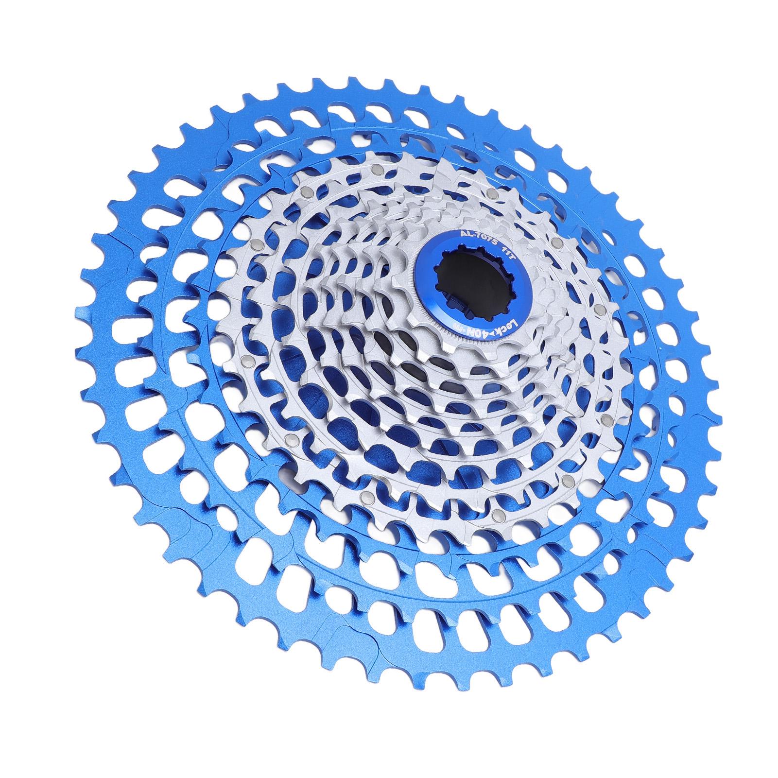 

12 Speed Bicycle Cassette 11 to 50T Aluminum Steel Lightweight Bike Cassette Sprocket for Mountain B Blue Silver