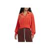Nike Solid Color Logo Short Pullover Hoodie Women Tops Passion-Red DV7815-633