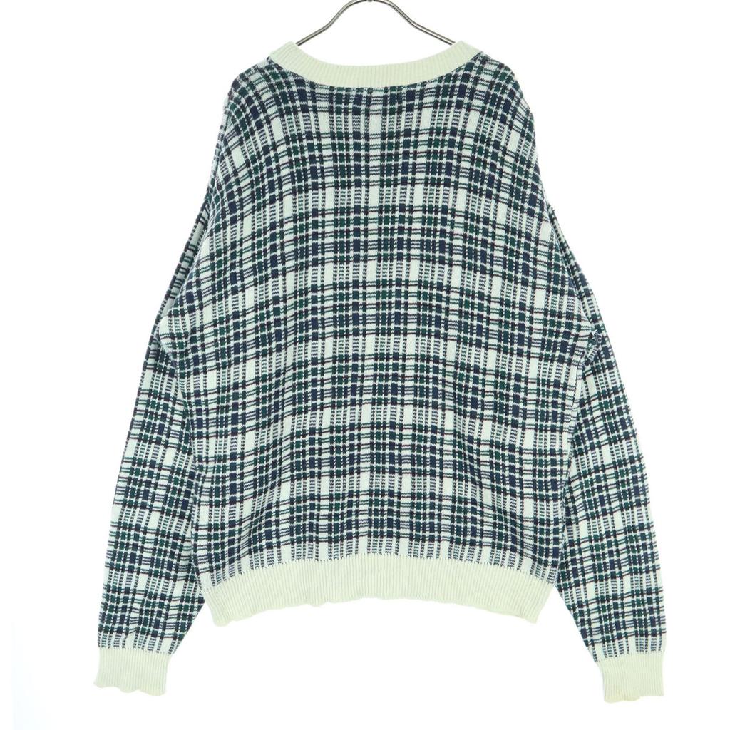 TRADER BAY 90s Old Check Pattern Long sleeve sweater green Men's Used