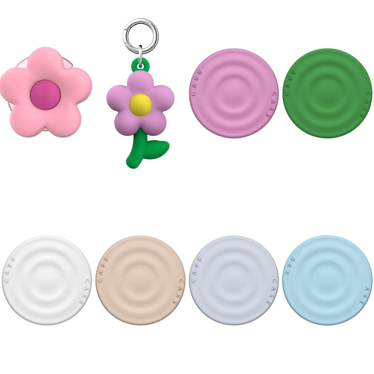 Song Jia Floral Magnetic Phone Holder, Pink & Purple, Universal Foldable Silicone Stand Pink Taeyeon Cake Airbag Holder