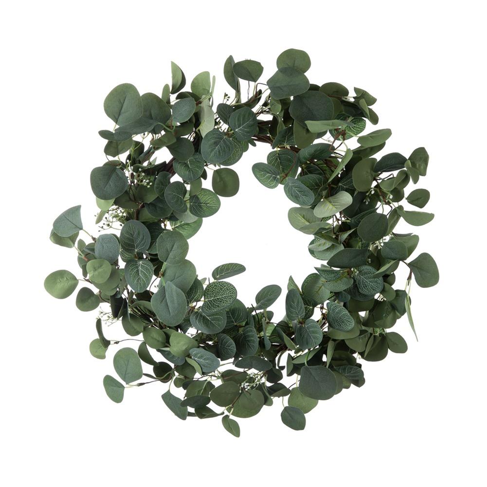 Eucalyptus Leaf Wreath Artificial Festival Celebration Wreath Indoor Outdoor Decoration For Door Wall Window Porch green