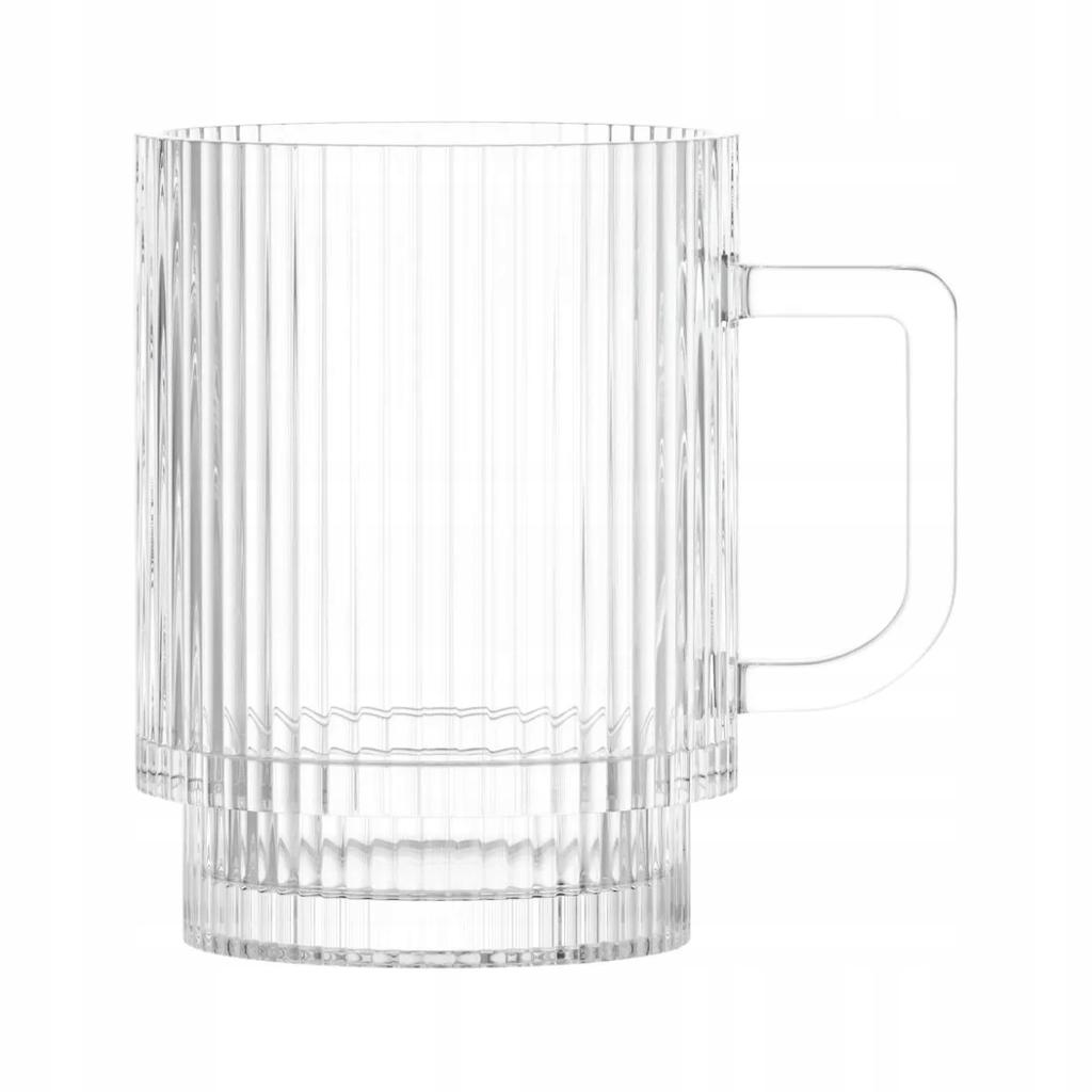 Kubek szklany prosty do kawy latte ryflowany 300ml 1szt Selena