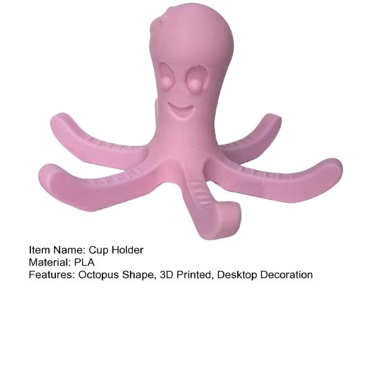 3D Printed Octopus Mug Holder Sea Animal Figurine Kitchen Countertop Coffee Cup Drying Stand Rack Home Office Decoration