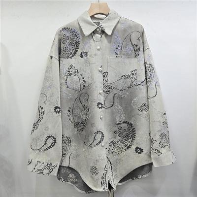 Jachetă Cămașă Denim Jacard cu Strass-uri Primăvara 2026 - Top Dama Larg, Lungime Medie