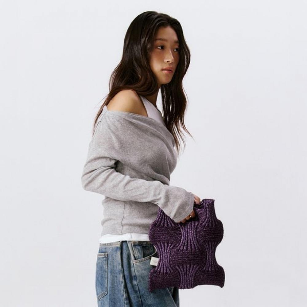 Pleatsmama Glitter Deep Purple New Bow Bag