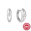 S925 Sterling Silver Personality Diamond Set Love Chain Glossy Luxury Earrings Ear Buckles Earrings Huggie Hoops