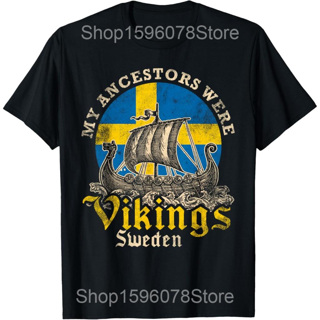 Funny Sweden Gift Flag Sverige Vintage Swedish T Shirts Men Cotton Humor Streetwear Tee Shirt Short Sleeve Unisex Loose Clothing