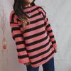 Women Vintage Fashion Loose Casual Striped Sweater Female Autumn Long Sleeve O-neck Contrasting Colors Knit Pullovers