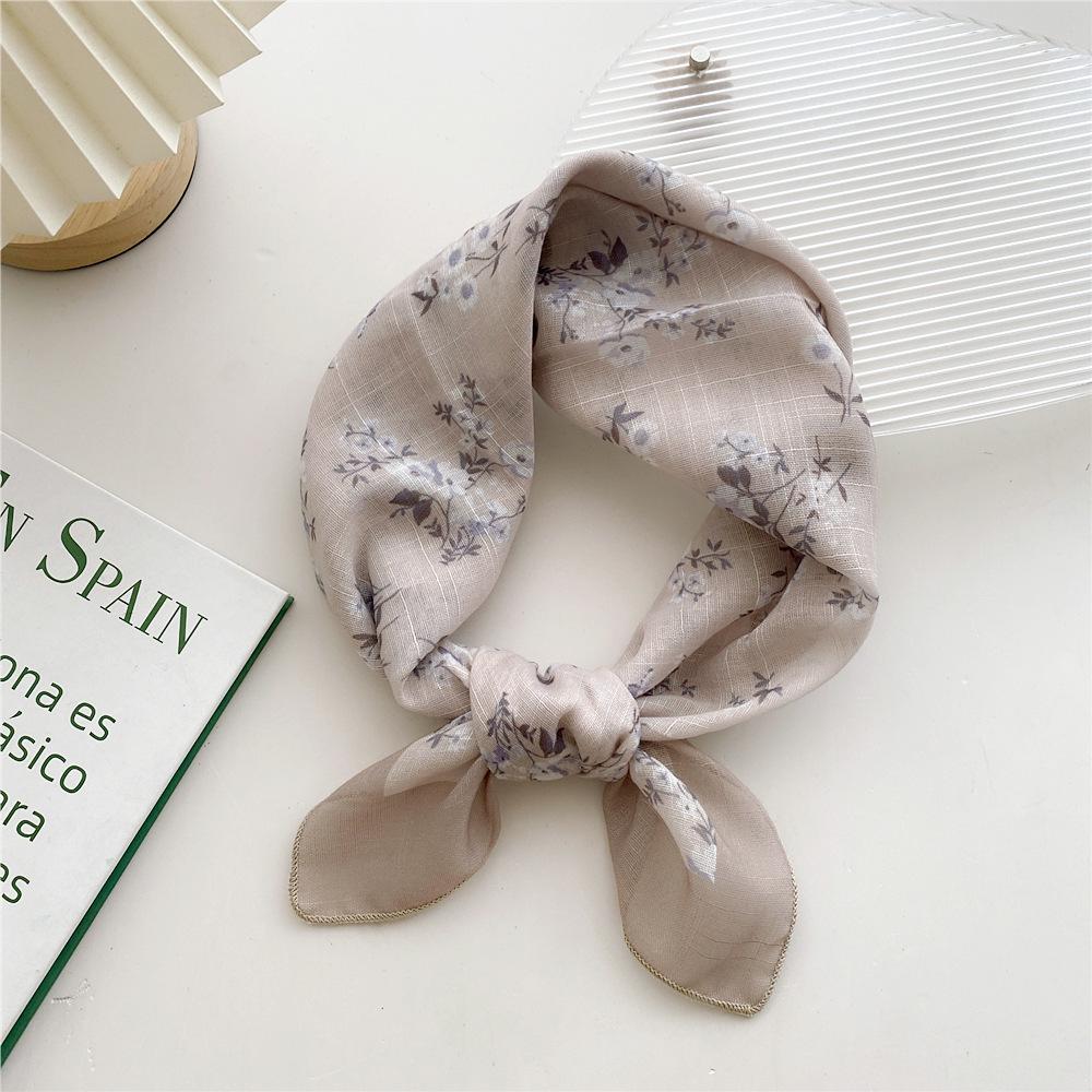 58 Cotton Linen Silk Scarf - Versatile Korean Fashion Neck and Head Bandana for Women