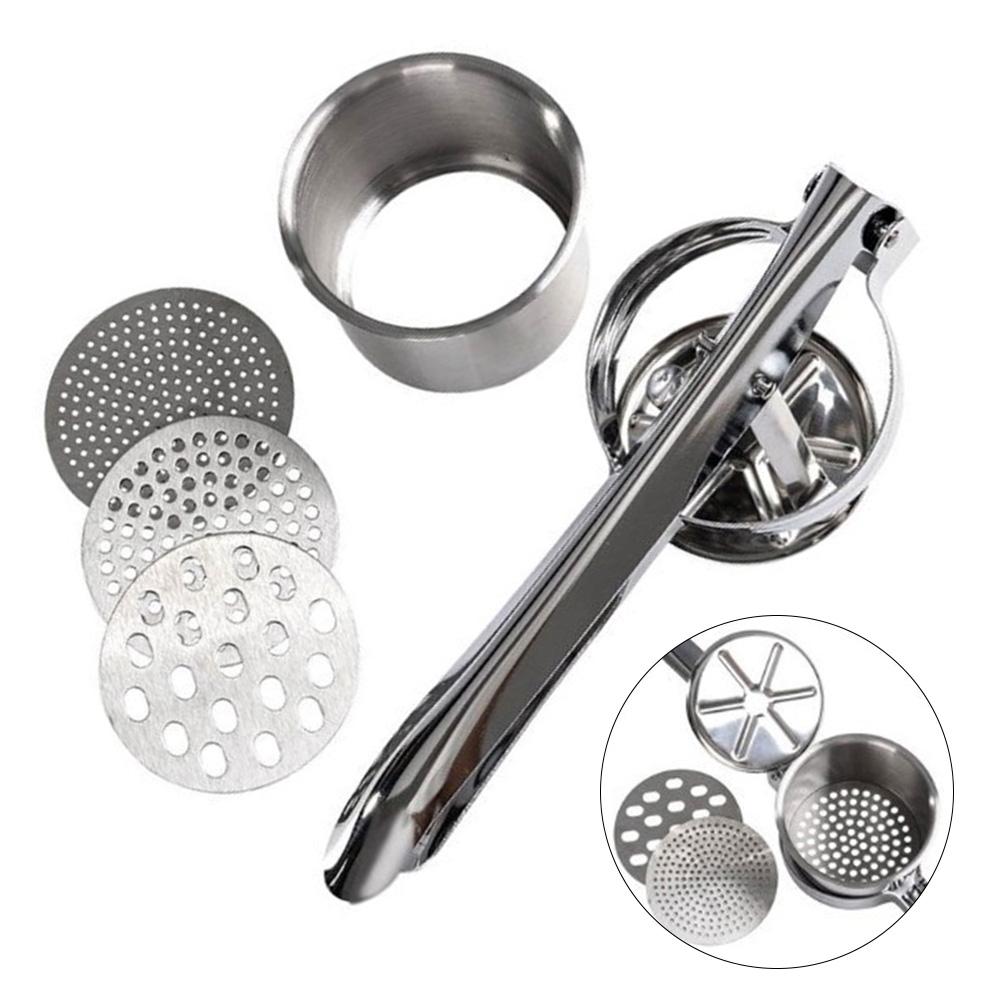 Stainless Steel Potato Ricer And Masher For Potatoes Fruits Yams Squash Baby Food With 3 Interchangeable Fineness Discs