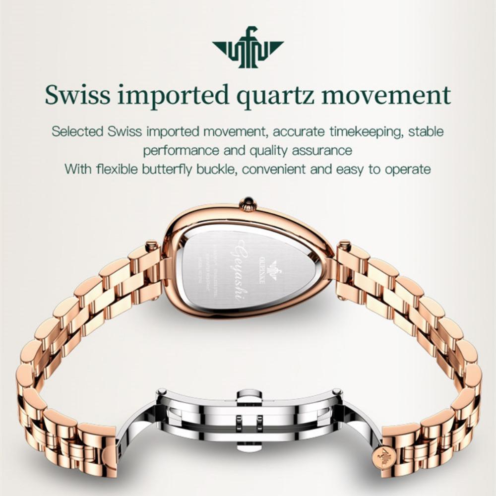 OUPINKE Montre pour femme de marque Tide avec cadran serpentin incrusté de diamants Montre à quartz étanche haut de gamme de grande valeur