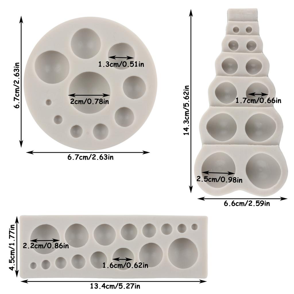 Pearl Fondant Mould Ball Pearl Semi Sphere Chocolate Silicone Moulds For Cake Decorating Cupcake Topper Candy Gum Paste Polymer Clay Moulds