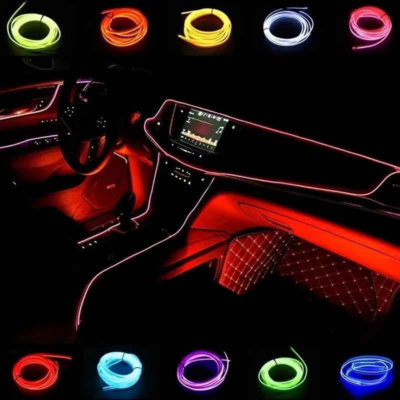 5M Car Environment El Wire LED USB Flexible Neon Interior Lights Car Decorative Accessories Dome Lights 6