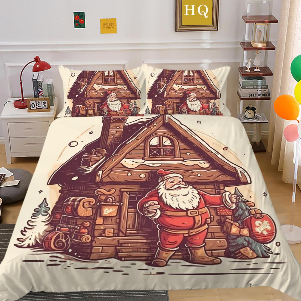 3D Christmas Printing Duvet Cover Set Full Size Microfiber Bedding Set High Ranking Lovely Bedspreads