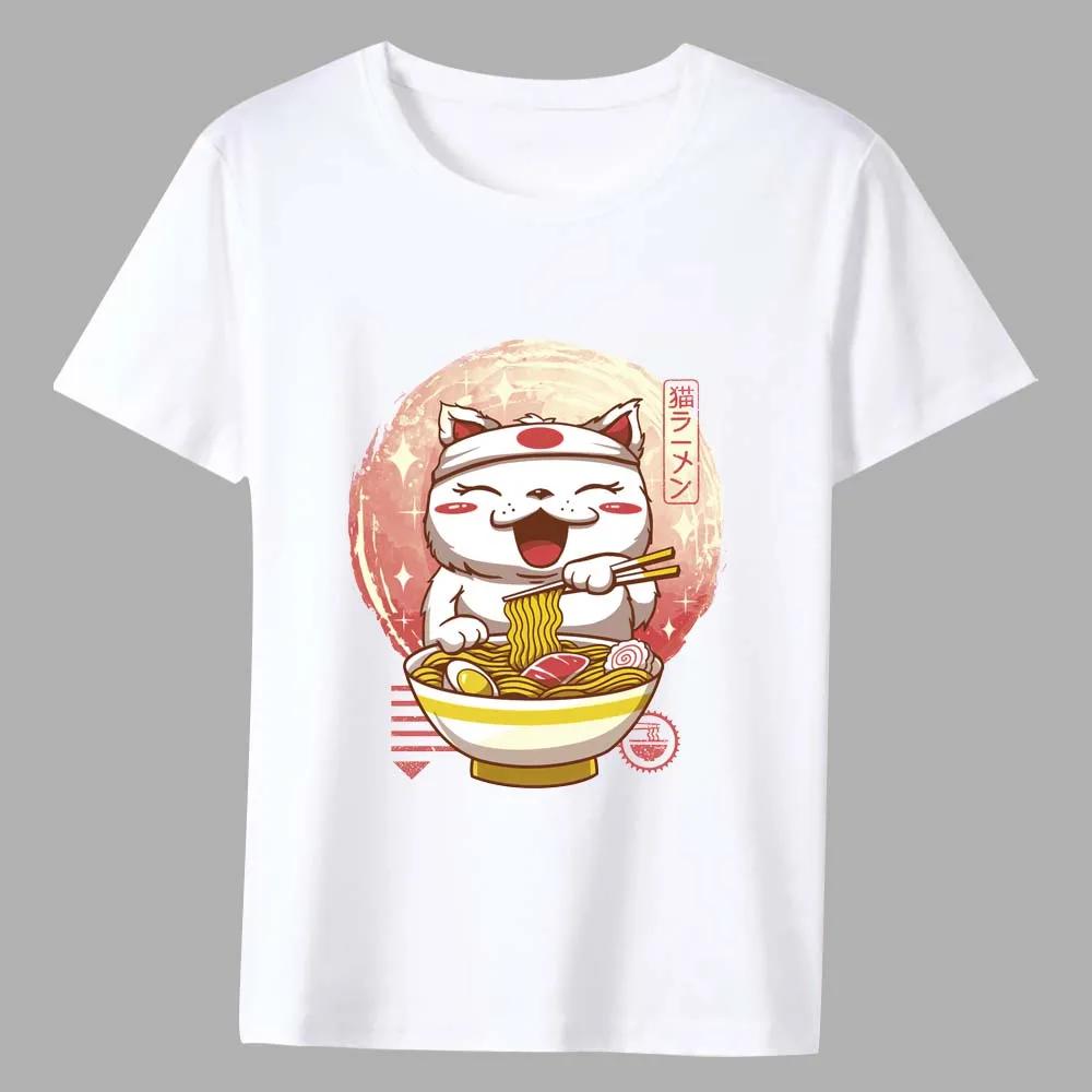 Men's T-shirt Japanese Characteristic Cartoon Cat Series Direct Sales Summer Daily Commuter Casual Slim Round Neck Men's Top