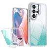 Modische TPU+PC Glitzer Gradient Hülle Für Samsung S26 Ultra S25 S24 FE Plus Linsenständer Schutz Magnetisches Kabelloses Lade Cover