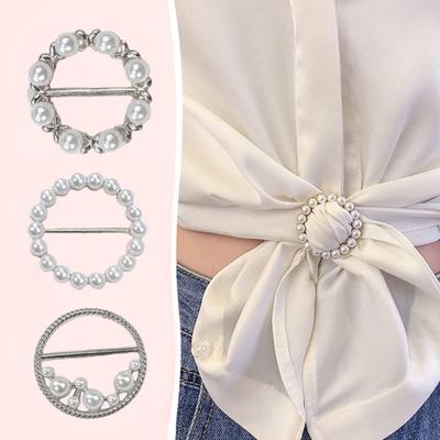 Anillo Pinza para Pañuelo de Seda, Pinzas para Corbata de Camiseta para Mujer, Hebilla Pinza Círculo Redondo de Metal de Moda, Soporte Anillo Envolvente para Ropa