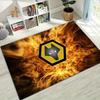 Wolverhampton Wanderers FC Vlam Rook Wolf Wapen Print Vloerkleed Premier League Voetbal Vloerkleed Sportfan Woonkamer Slaapkamer Huisdecoratie Mat