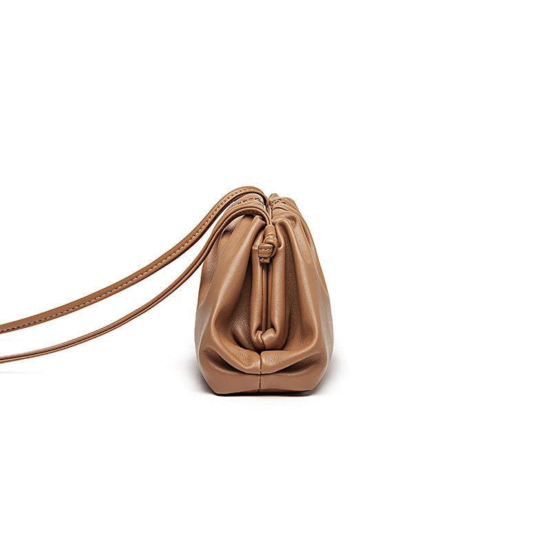 Burgundy Ruched Cloud Bag Women's Chic Underarm Dumpling Purse