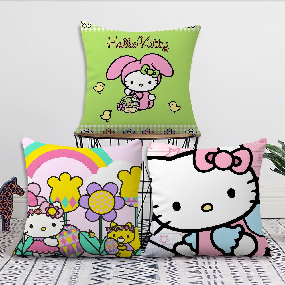 Cute Cartoon Art Cat H-Hellokitty Kawaii Cushion Cover Soft Pillow Case For Sofa Living Room Home Office Decor Protective Covers