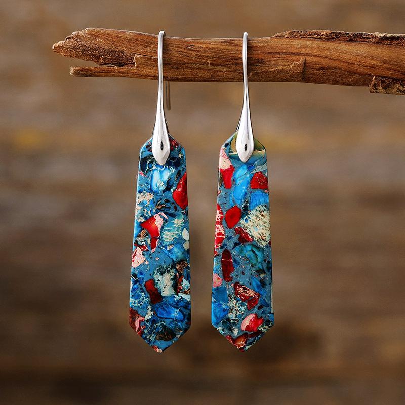 Premium Bohemian Geometric Natural Stone Emperor Stone Earrings Earrings Earrings Popular Accessories