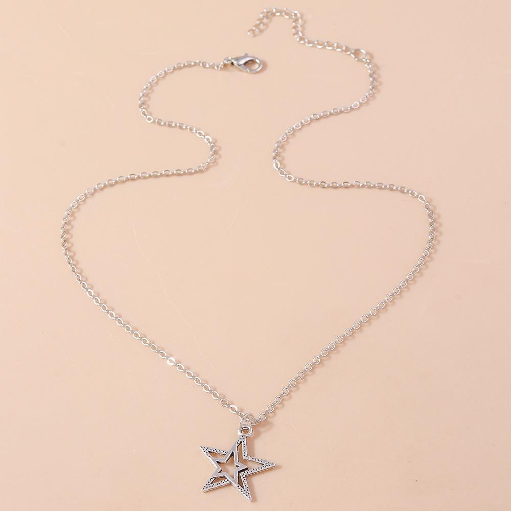 Hollow Choker Star Pendant Necklace Zinc Zinc Alloy Korean Clavicle Chain  for Women Men