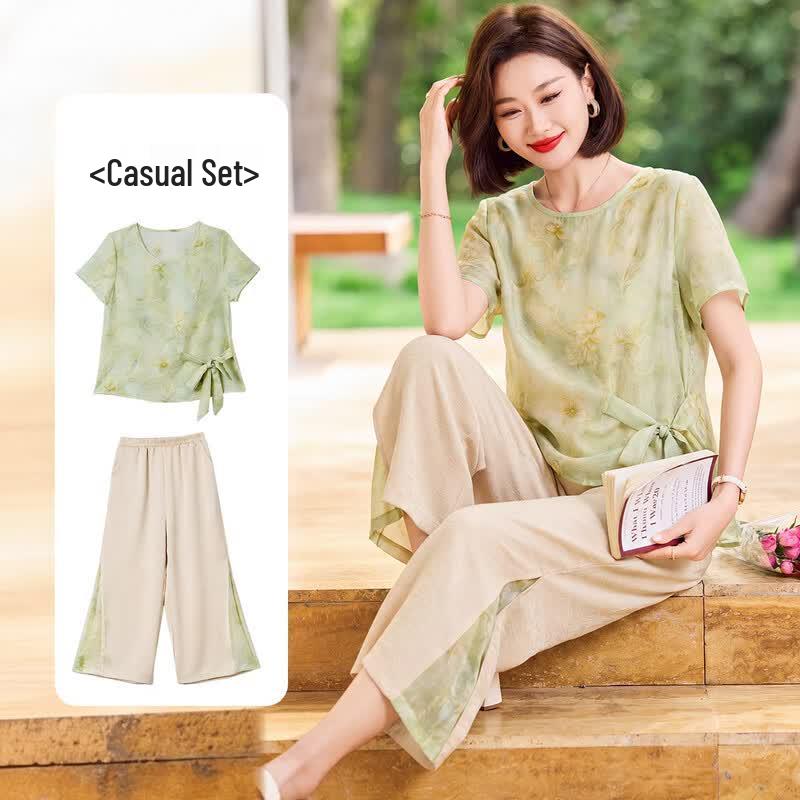Women s Summer Casual Tie-Dye Print Set 3XL