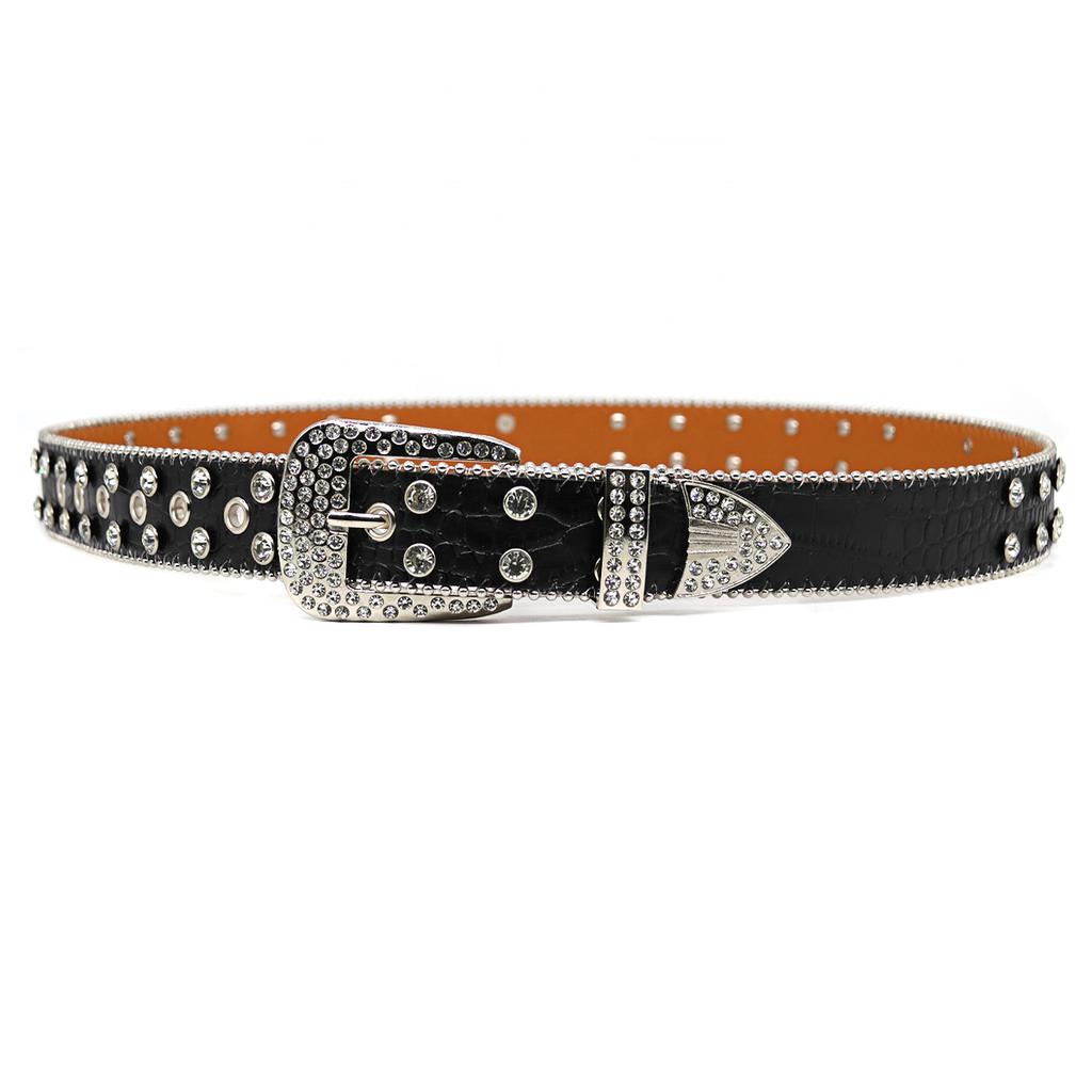 New PU Belt With Sparkling Crystal Diamond Belt Inlaid With Skeleton Accessories Fashion Trend High Quality Women's Belt