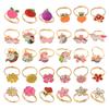 14 Stück/Box Kinder Süße Verstellbare Ringe Rollenspiel Make-up Spielzeug für Mädchen Geschenke Blume Einhorn Legierungsringe Mode Schönheit