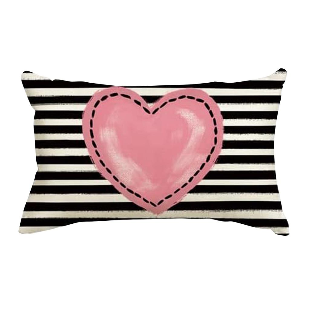 Valentine's Day Pillow Cover, Valentine's Day Heart Striped Wedding Cushion Cover, Sofa Decoration